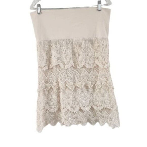 Anthropologie Solitaire Cream Lace Skirt With Fold Over Waist Size M NWT NEW - Picture 1 of 6